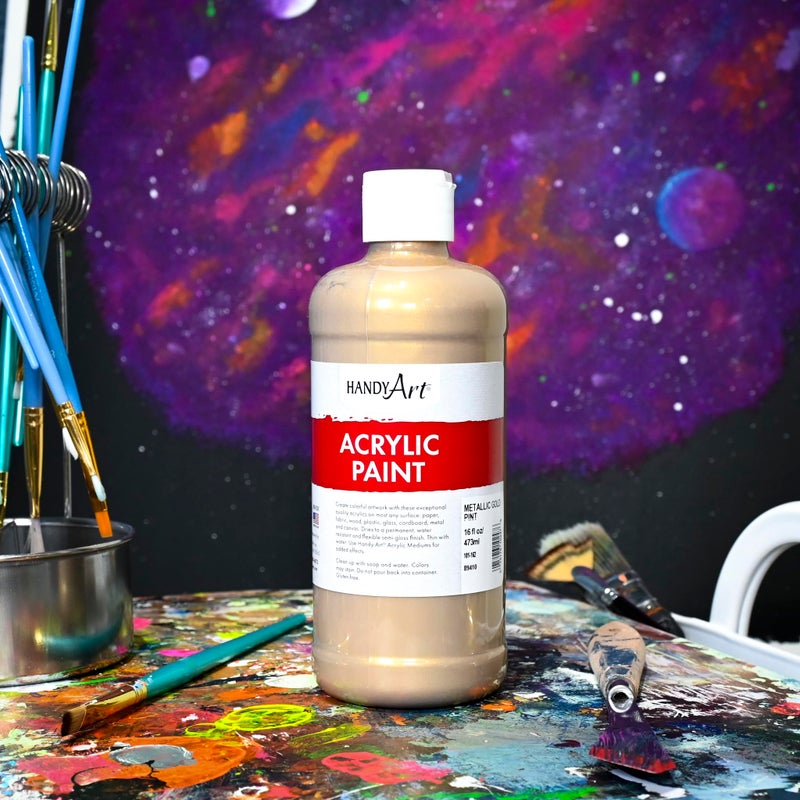 Handy Art Student Acrylic Paint 16 ounce, Metallic Gold - Image 2